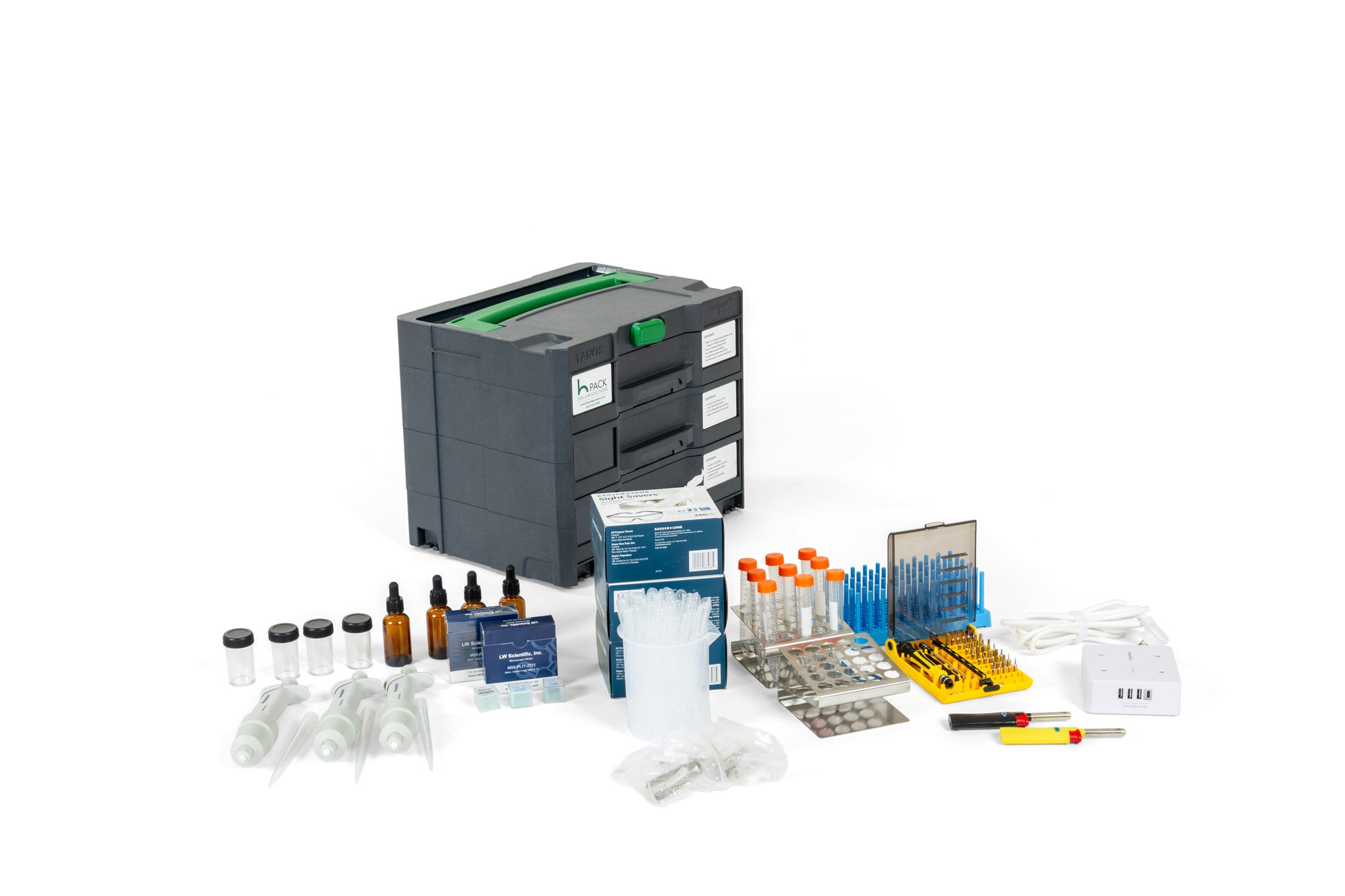 Maximize your hPACK with our Three-Drawer Case – the perfect addition for streamlined soil lab work. Customizable accessory options ensure you have everything you need at your fingertips. This versatile storage solution will efficiently organize your lab essentials and elevate your experience.